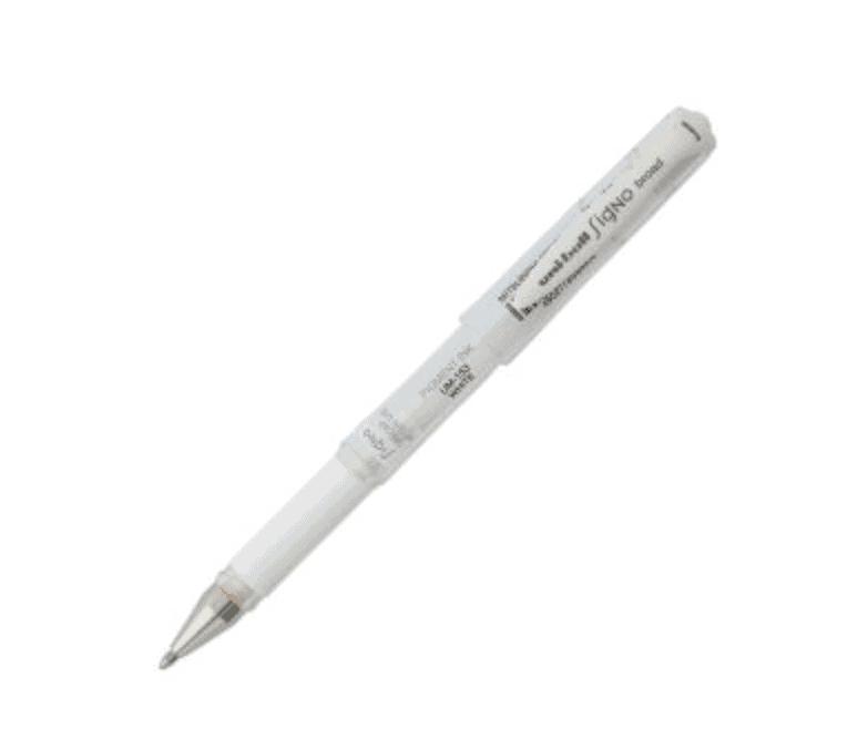 uniball signo white gel pen