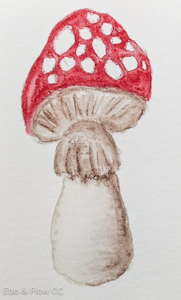 mushroom painting after adding water