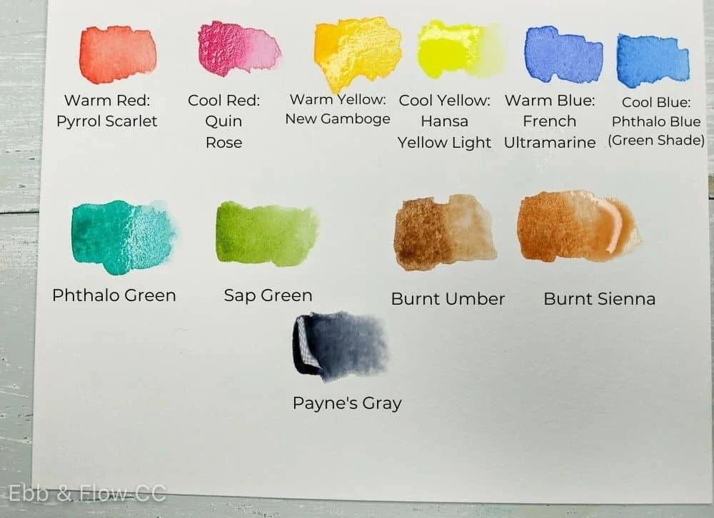 watercolor swatches for basic color