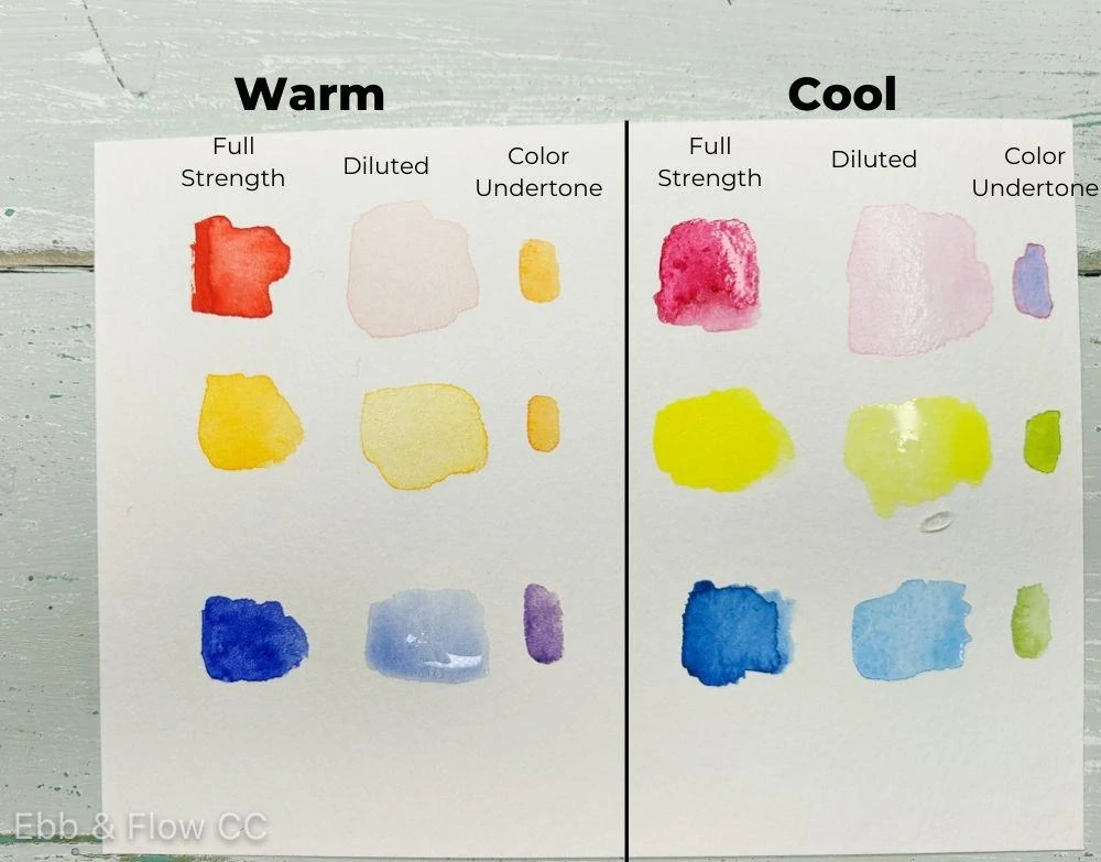 cool and warm primaries diluted and full strength