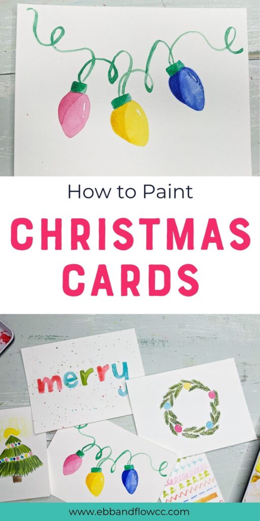 pin image - collage of Christmas paintings with watercolor