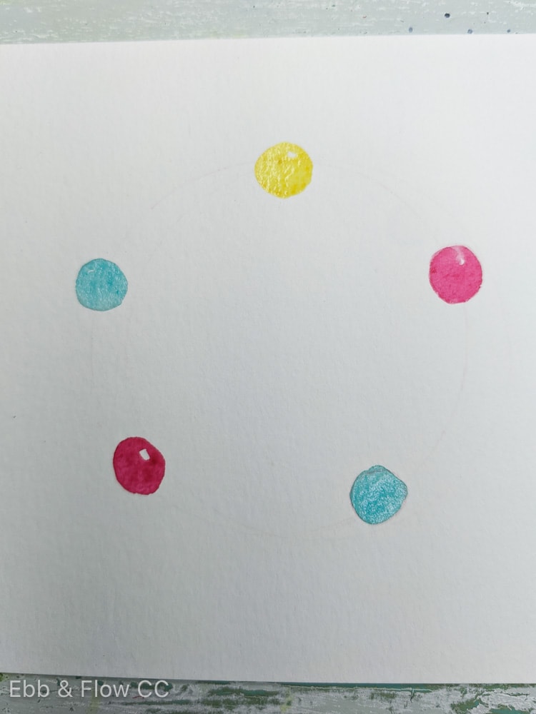 painted ornaments on circle