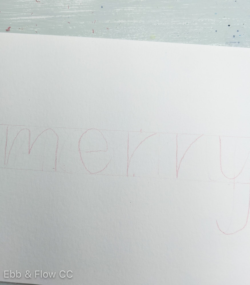 paper with "merry" penciled on it