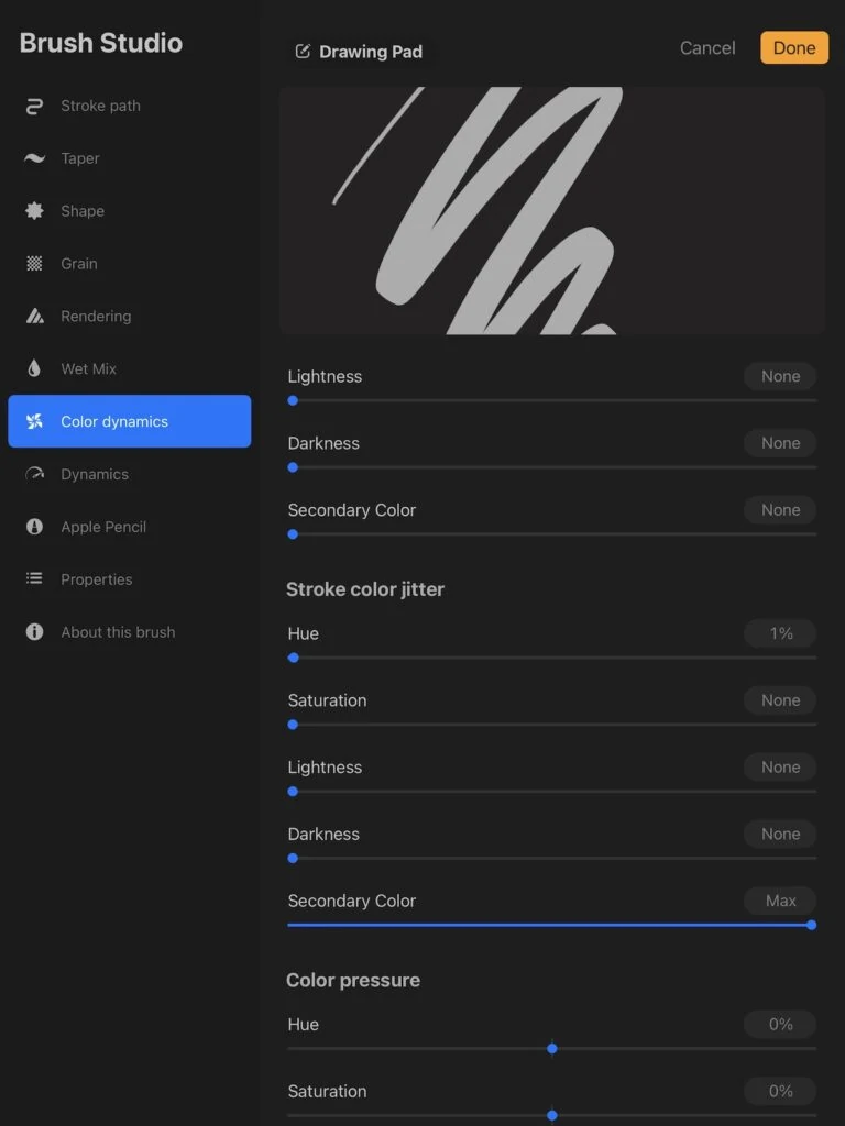 adjusting secondary color in stroke jitter