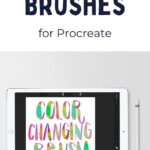 pin image - ipad with procreate rainbow colored brush lettering