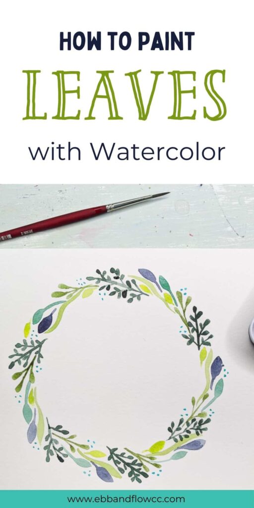 pin image - watercolor wreath with leaves