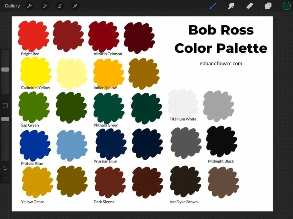 Bob Ross color palette