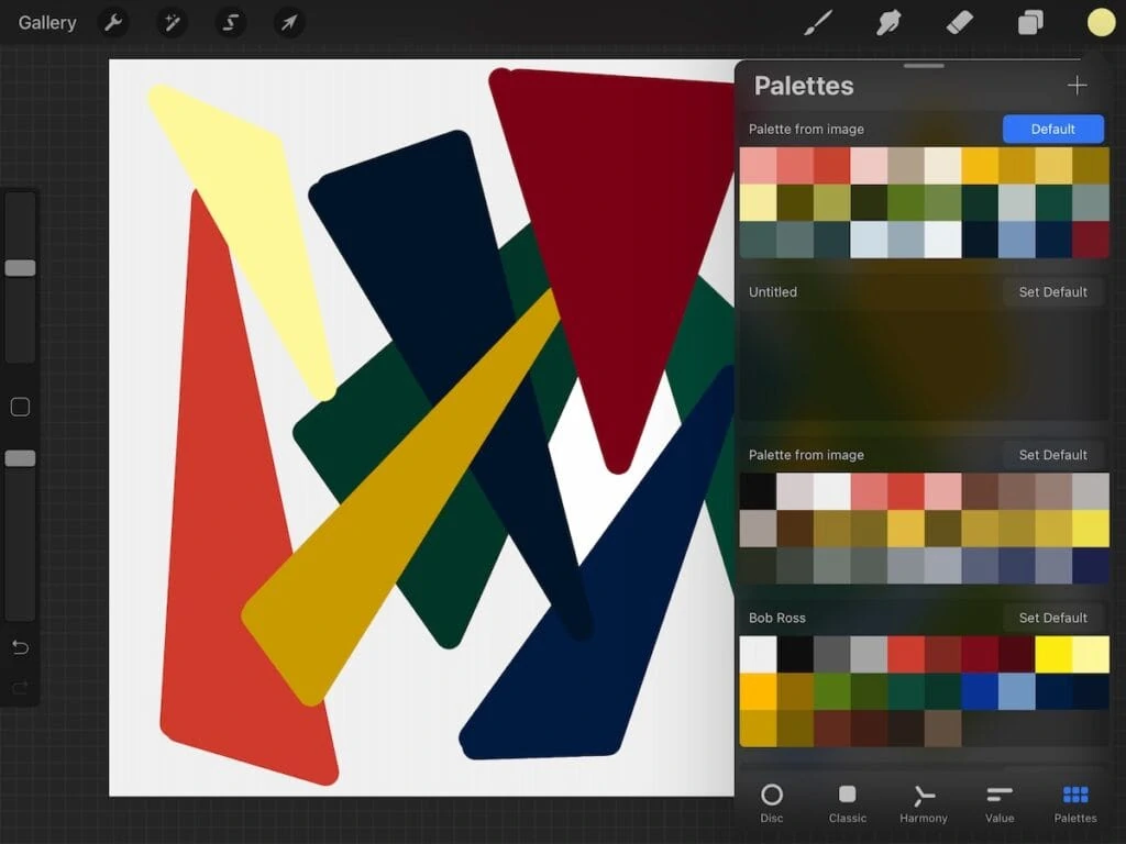 palette created from art on screen