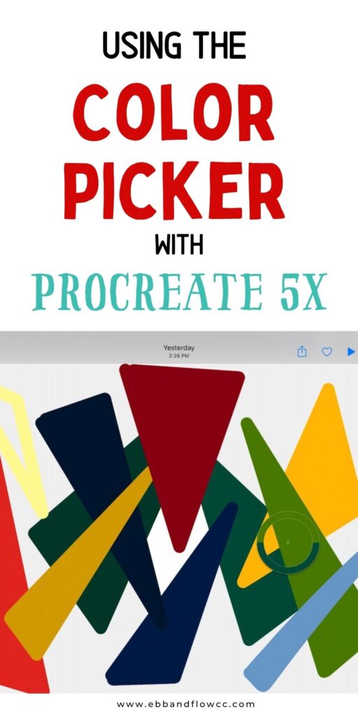 pin image - screenshot of using the procreate color picker on abstract art