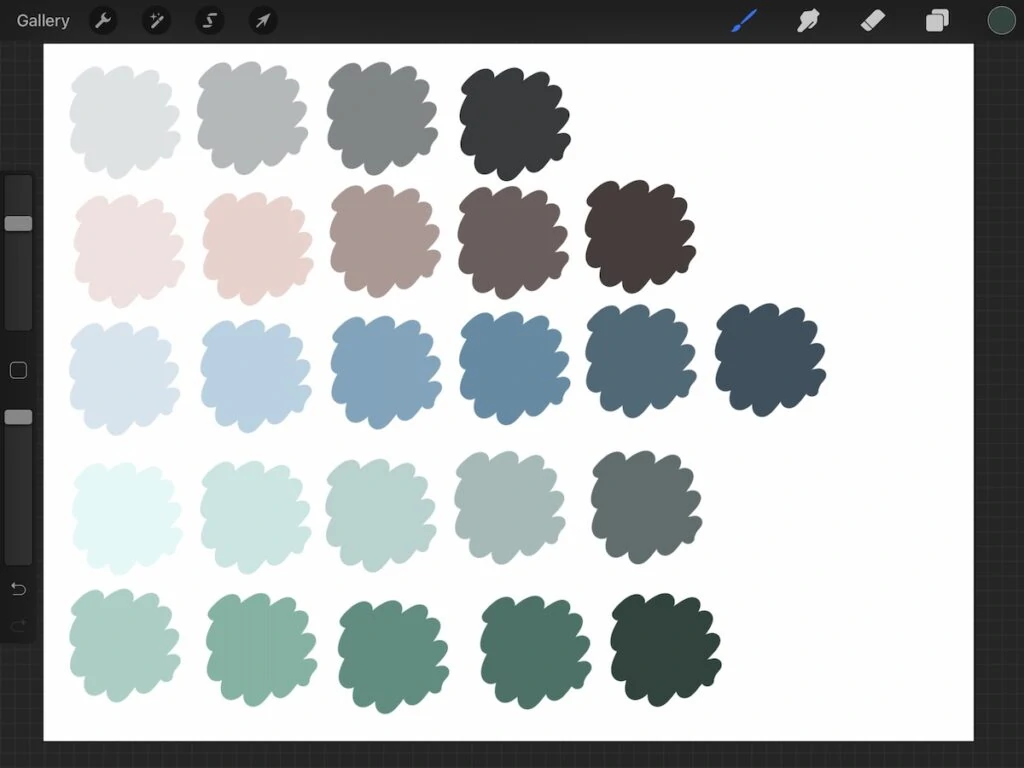 procreate winter swatches