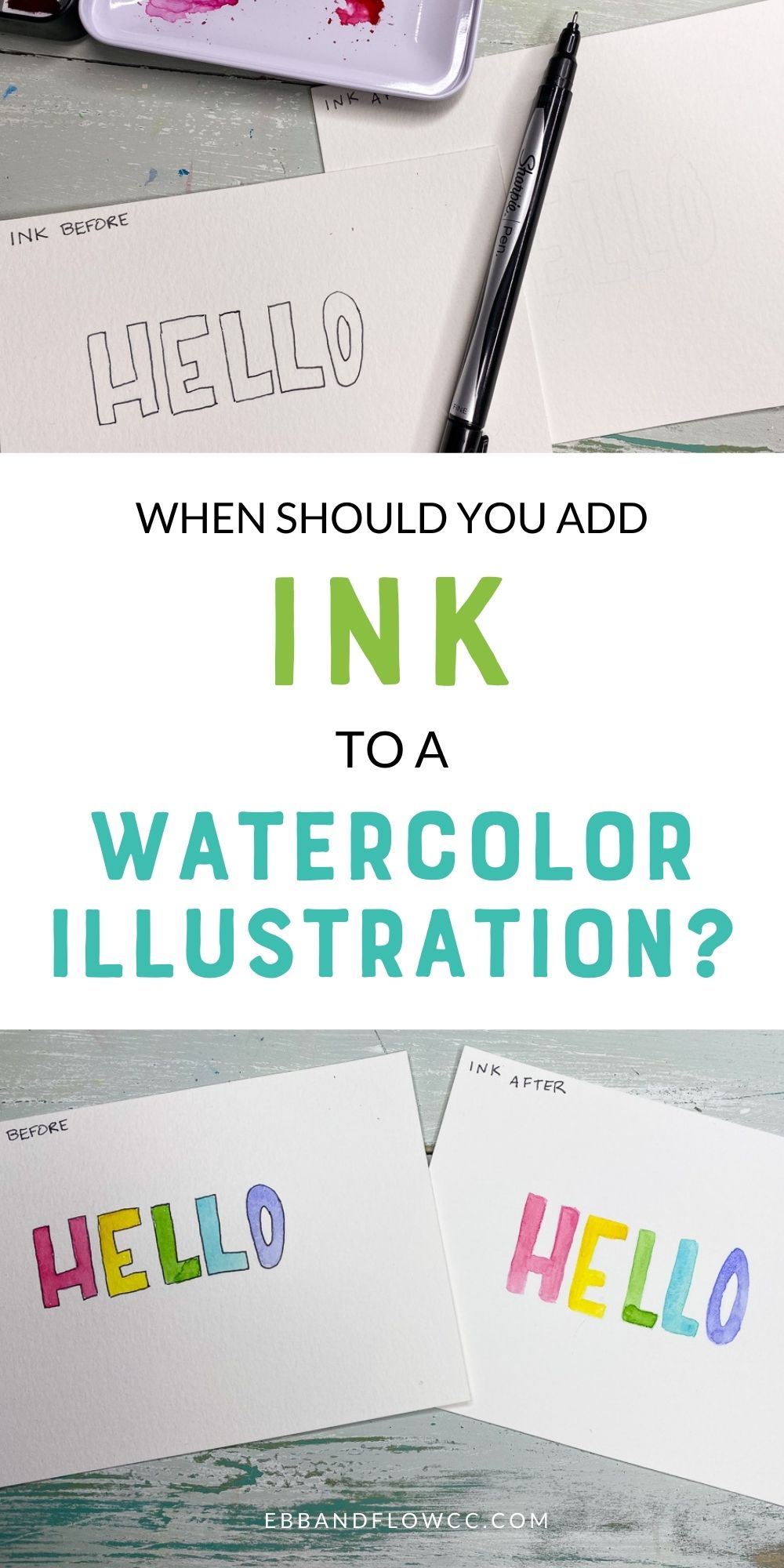 Should You Ink Before or After Watercolor? Ebb and Flow Creative Co