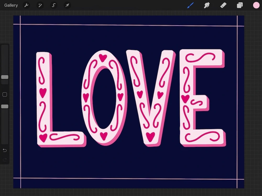 hand-lettered "Love" illustration