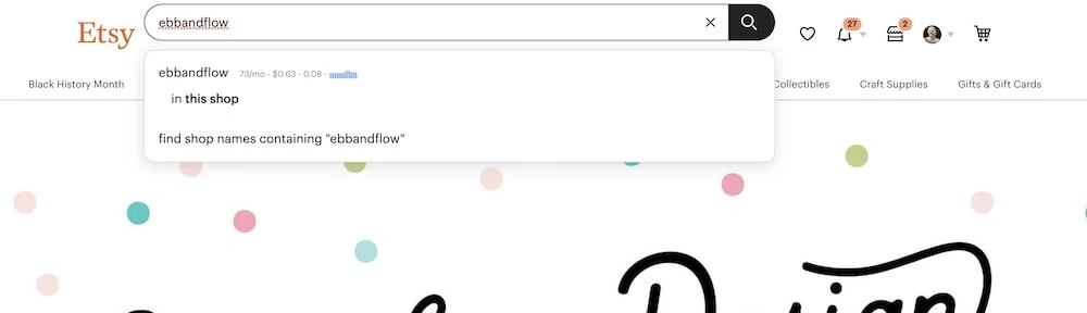 screenshot of checking etsy shop name availability