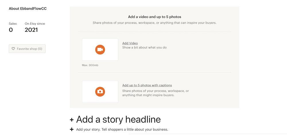 screenshot of adding photos or videos to etsy