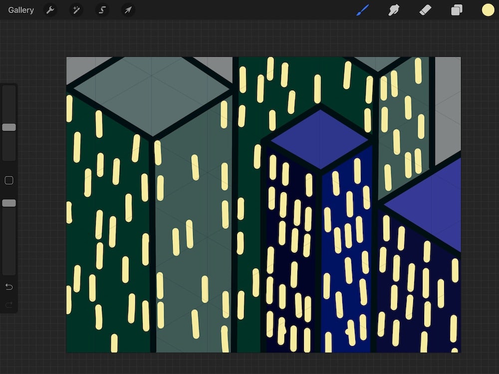 simple cityscape illustration with drawing guide