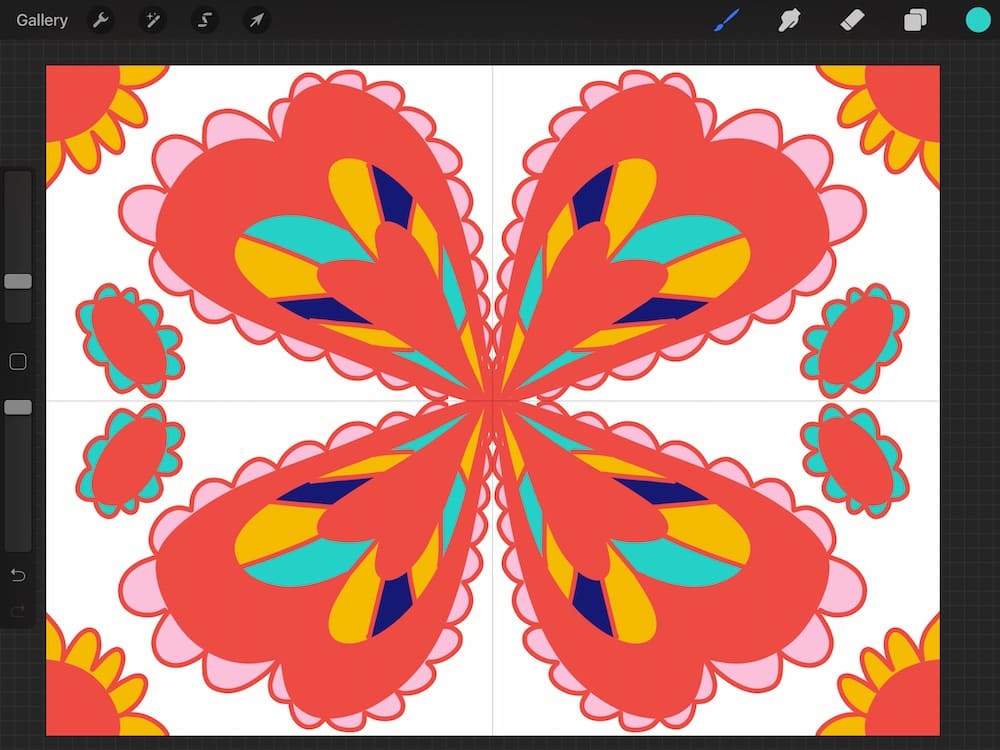quadrant guide used to create heart doodle