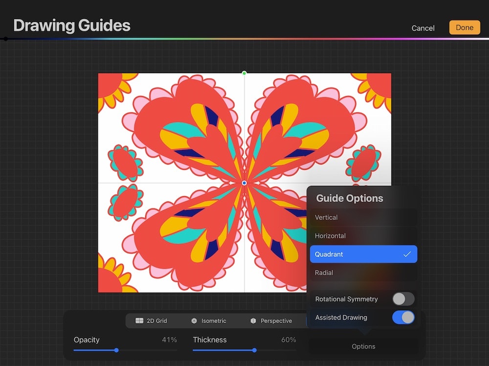 drawing guide options screenshot