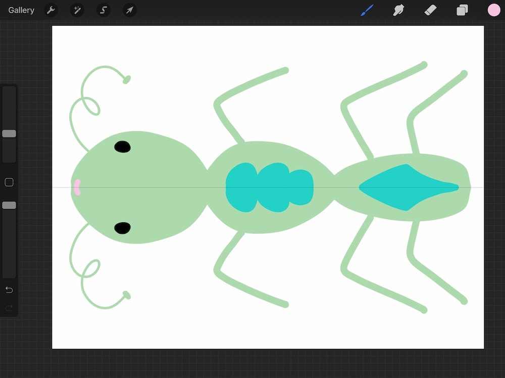 horizontal drawing guide and illustration of bug