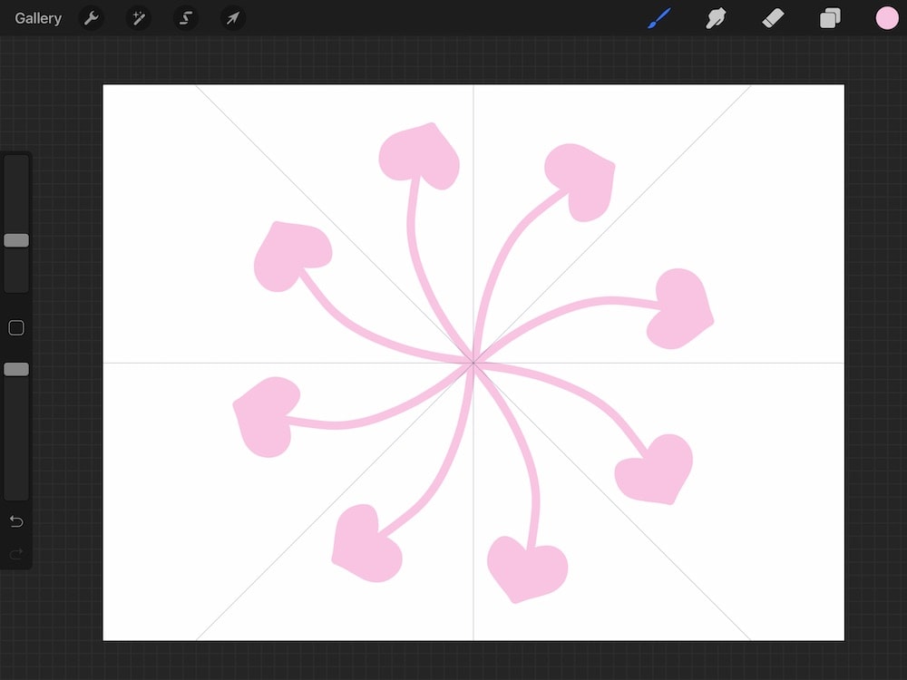heart doodles with radial symmetry on