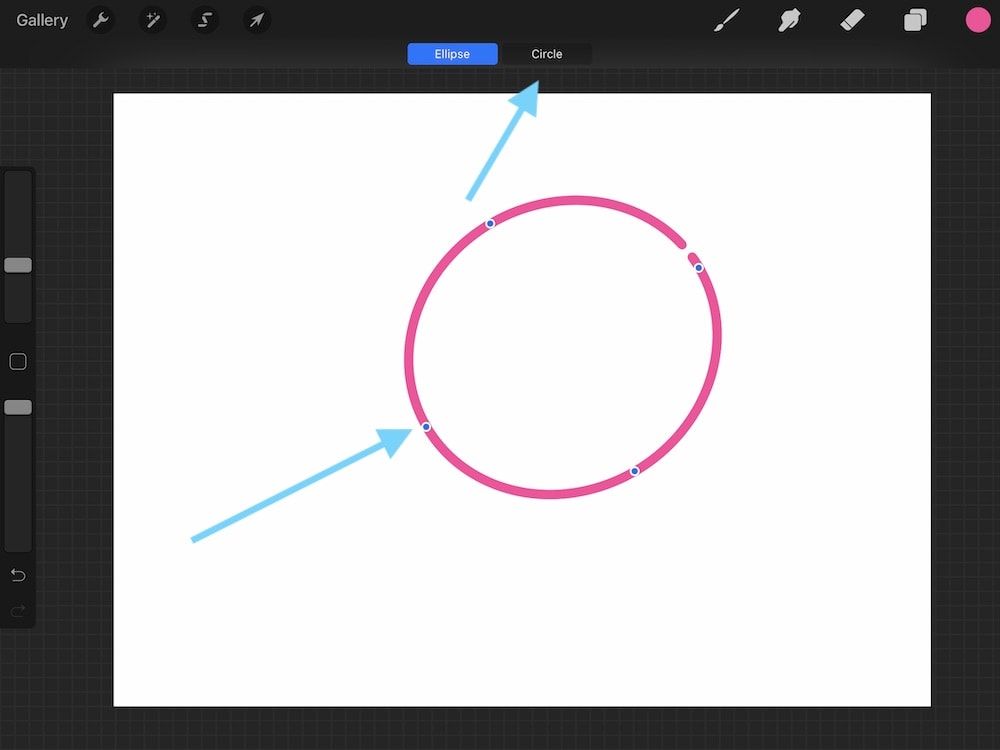 editing circles in procreate