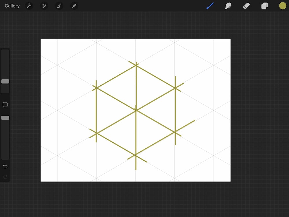using drawing assist to create hexagon shape in procreate