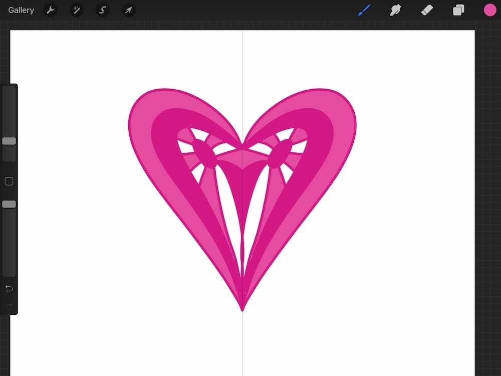 symmetrical heart illustration in procreate