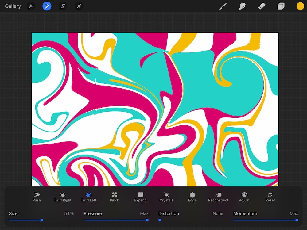 swirled art in procreate using liquify