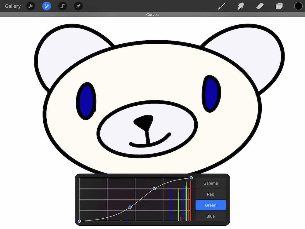 changing color of bear illustration with curves adjustment