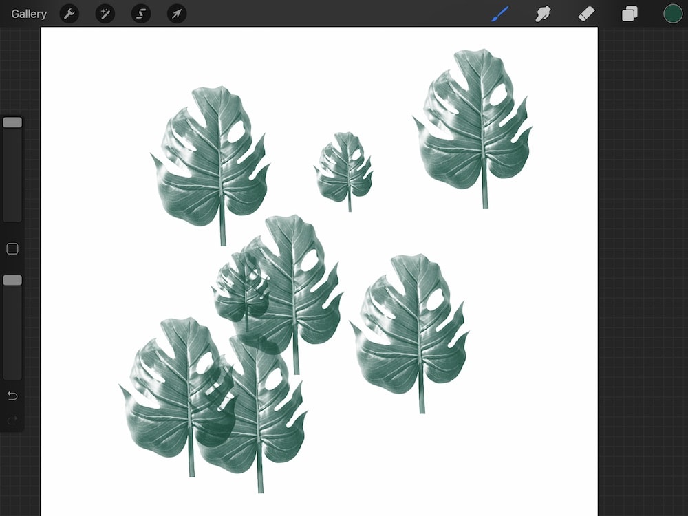 tropical leaf stamp in procreate
