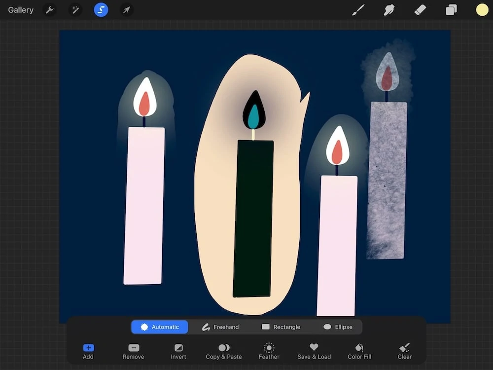 inverted selection of candle drawing