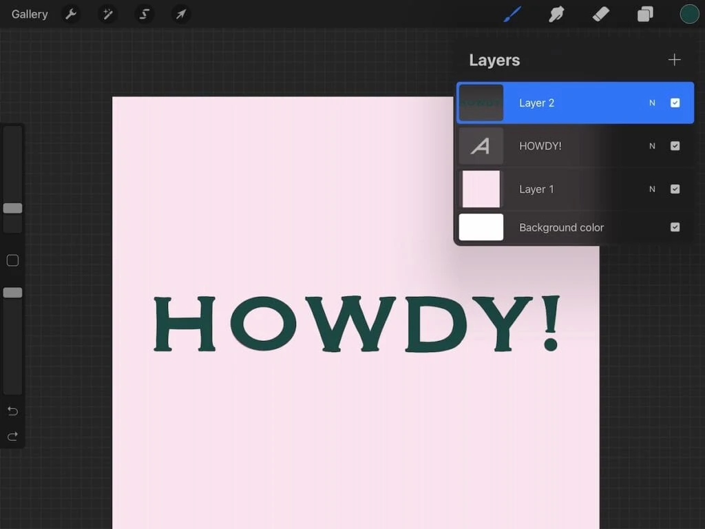 hand-lettered "Howdy" on pink bakground