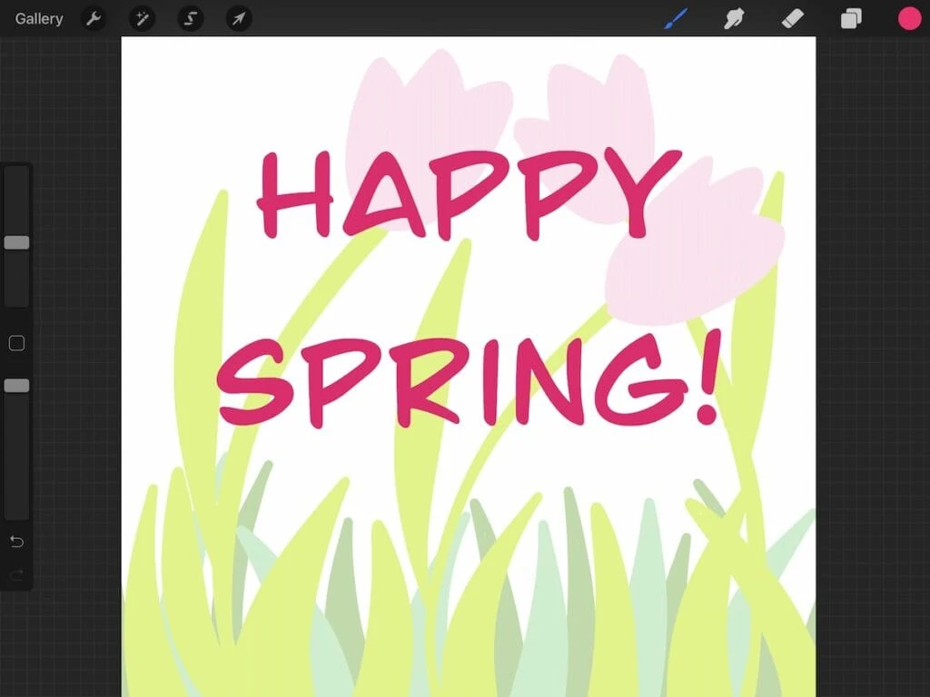 simple flower design with "happy spring"