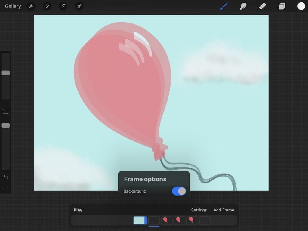 frame options in procreate animation