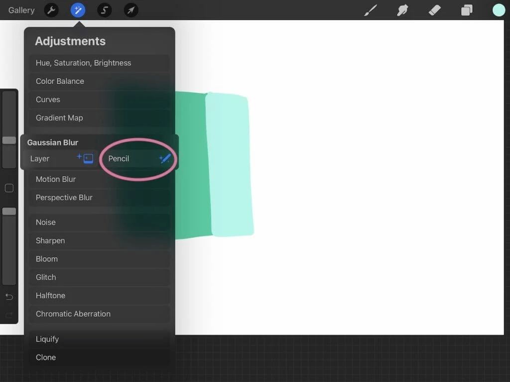 gaussian blur effect for blending in procreate