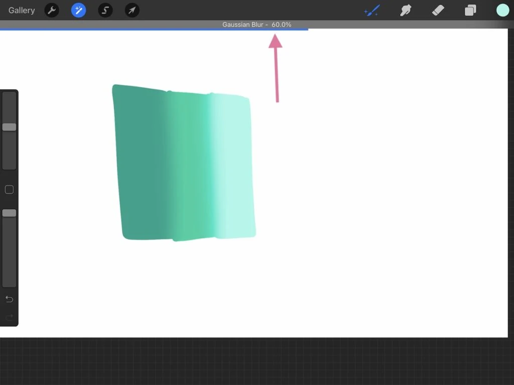 using gaussian blur on teal gradient shape