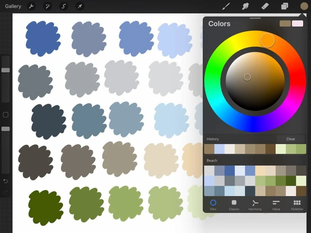 screenshot of procreate app