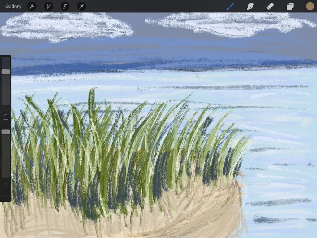 beach scene created on Procreate