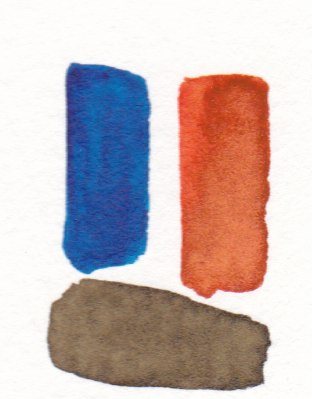 blue and orange mixing to make brown