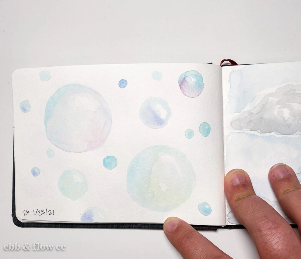 watercolor painting of bubbles