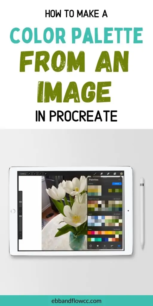 ipad with photo of vase of tulips