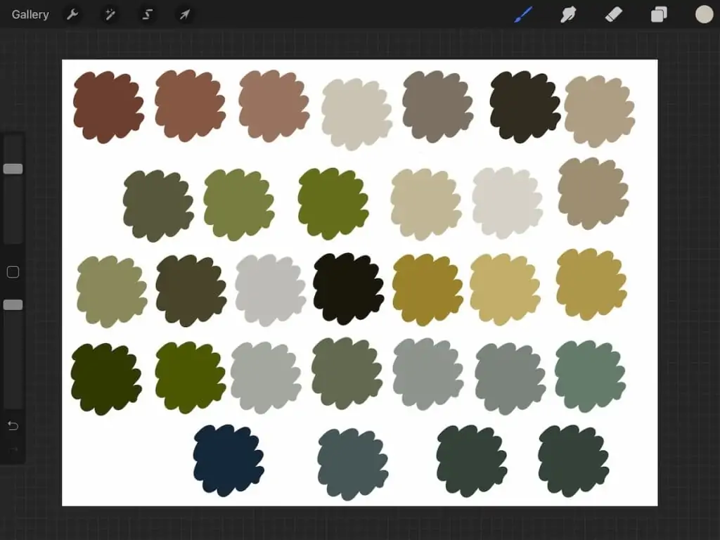 screenshot of color swatches