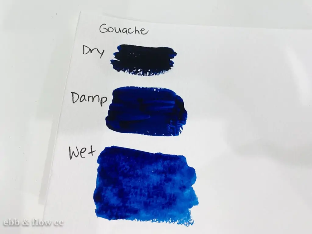 gouache paint consistency swatches