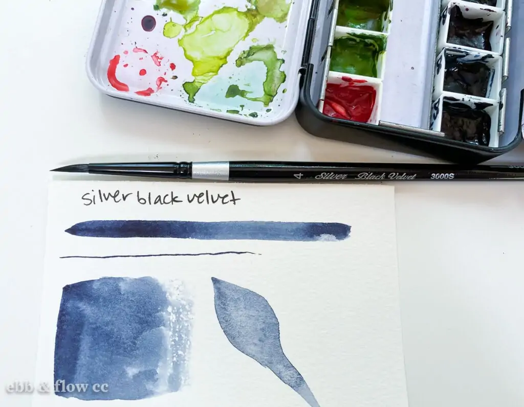 silver black velvet brush swatches