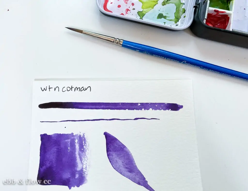 swatches made with winsor and newton paintbrush