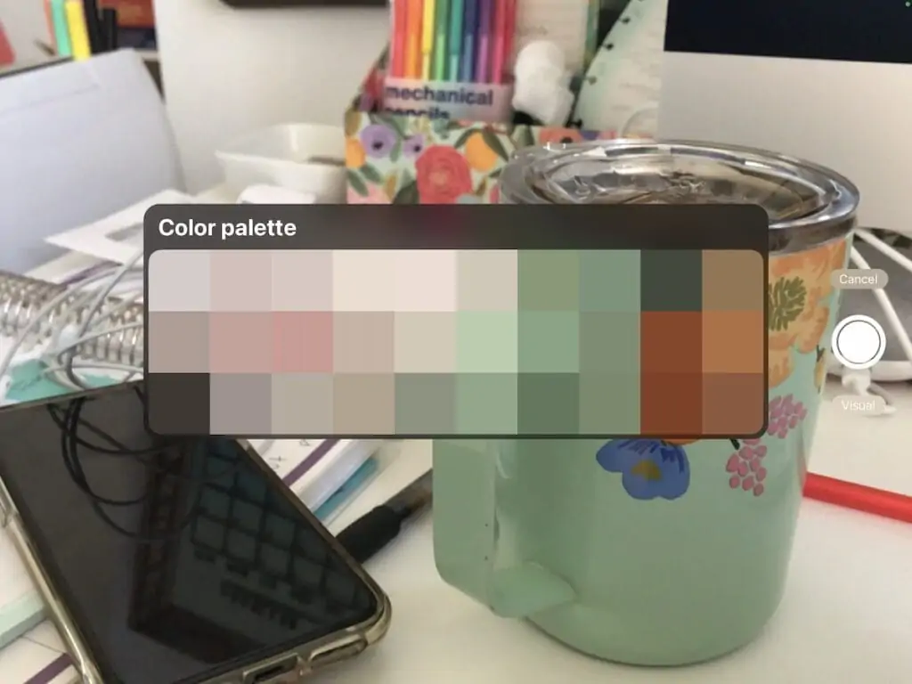 color palette from camera image