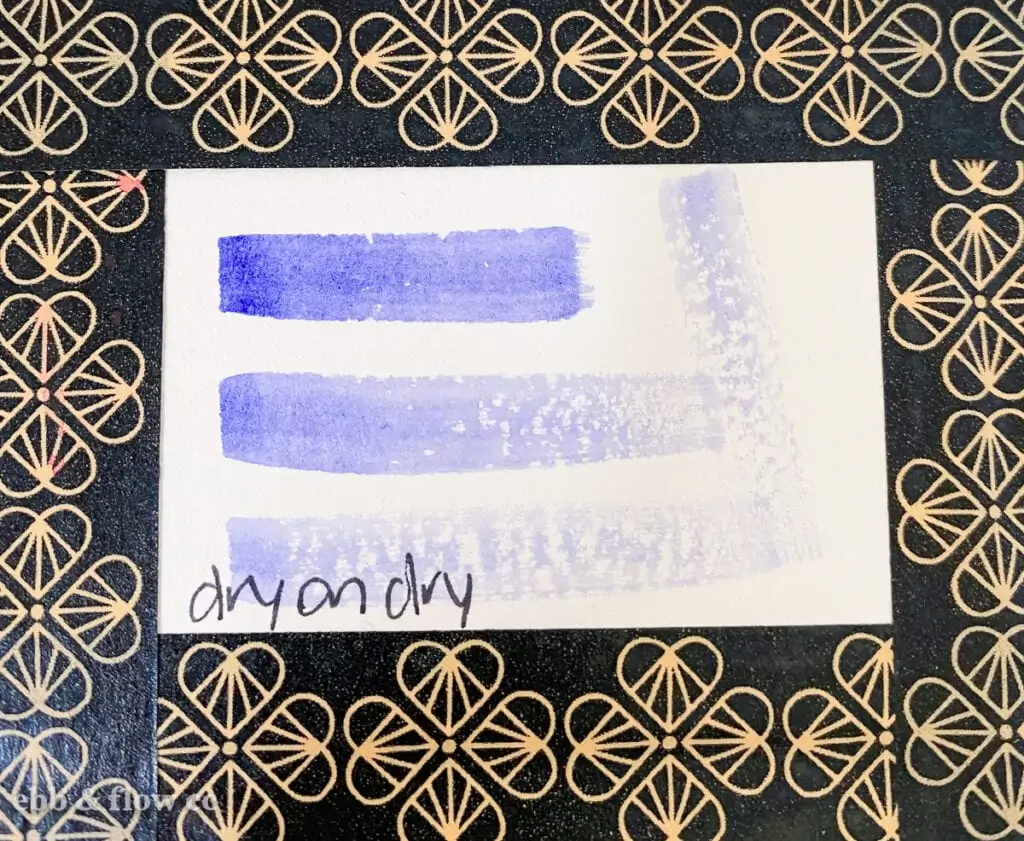 dry-on-dry watercolor swatches in purple