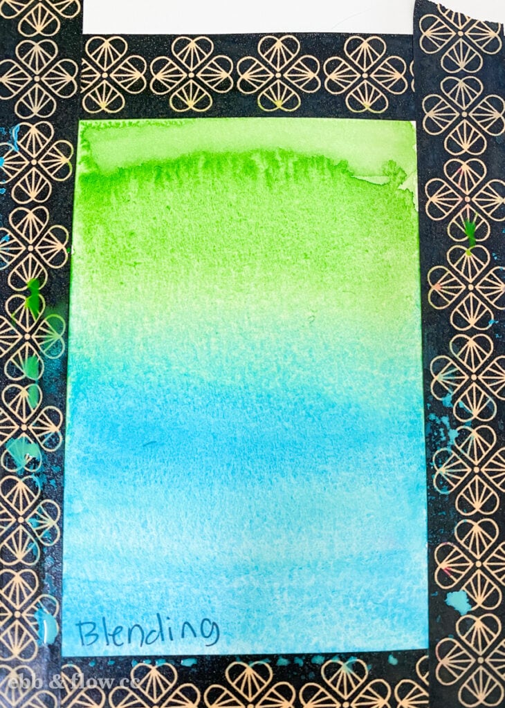 blending green and aqua watercolor paints
