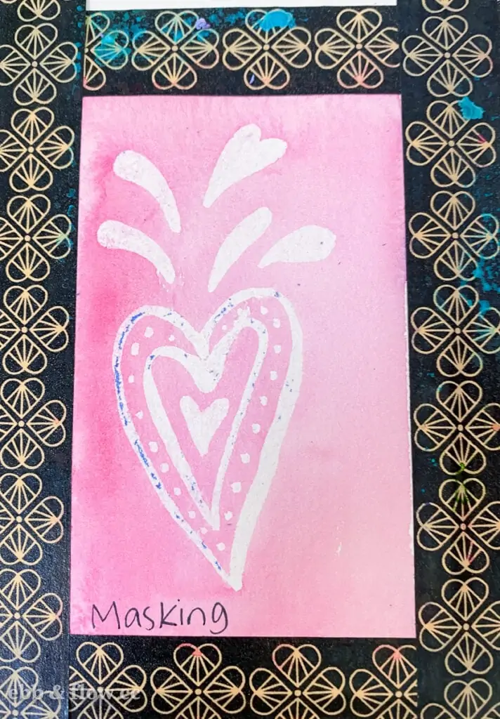 heart doodle created with masking fluid