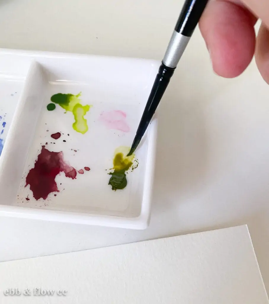 painting with fresh watercolor paint from tube