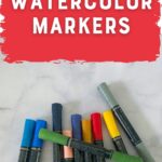 watercolor markers on marble background
